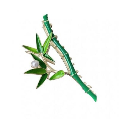 Picture of Elegant Bamboo Design Zinc Alloy Hair Claw Clip for Women – Vintage Chinese Cheongsam Style Back-of-Head Bun Hairpin, High-End Decorative Shark Clip Hair Accessory