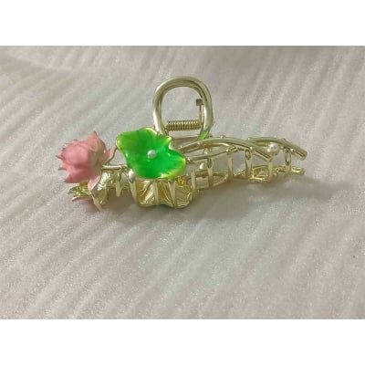 Picture of Grab clip Korean version new high-end sense back of the head coil hair clip plant spring and summer shark clip- lotus flower