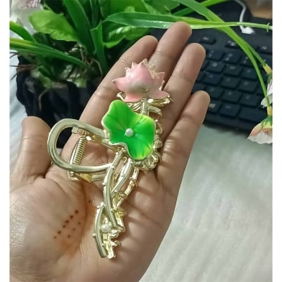 Picture of Grab clip Korean version new high-end sense back of the head coil hair clip plant spring and summer shark clip- lotus flower