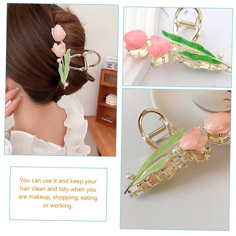Picture of Tulip Pink Alloy Claw Hair Clip- Pink Tulip