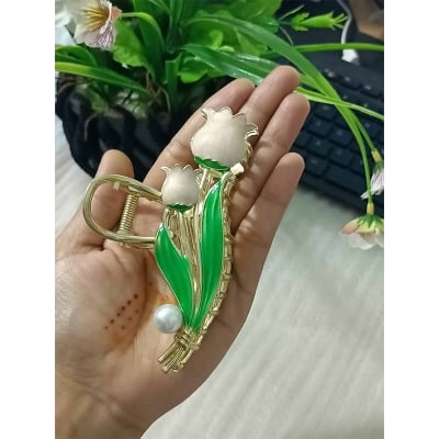 Picture of Tulip Pink Alloy Claw Hair Clip- Pink Tulip