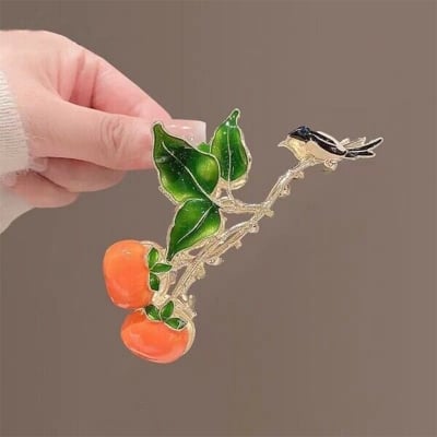 Picture of Spring Hot-Selling Hand-Painted Floral Alloy Hair Clip for Women, Sweet and Girly Style, Claw Clip for the Back of the Head, Shark Clip Hair Accessory