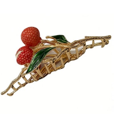 Picture of Fashion Oil-Drip Lychee Hair Clip, Exquisite and Elegant Versatile Fruit Claw Clip, Vintage Women's Hair Accessory-Lychee