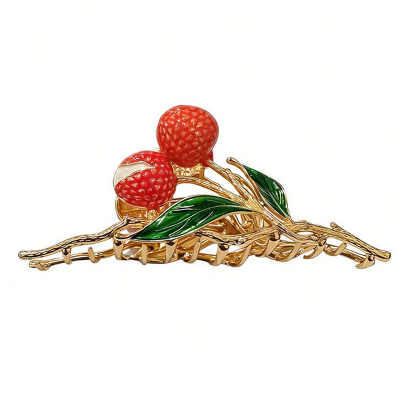 Picture of Fashion Oil-Drip Lychee Hair Clip, Exquisite and Elegant Versatile Fruit Claw Clip, Vintage Women's Hair Accessory-Lychee