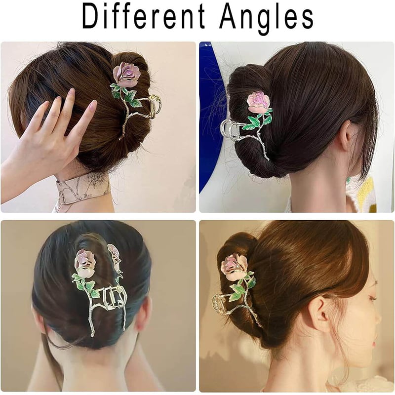 Picture of Women's Fresh and Sweet Elegant Rose Hair Grab Super Fairy Elegant All-match Hairpin Pastoral Style Golden Fashion Headwear-Rose Gold