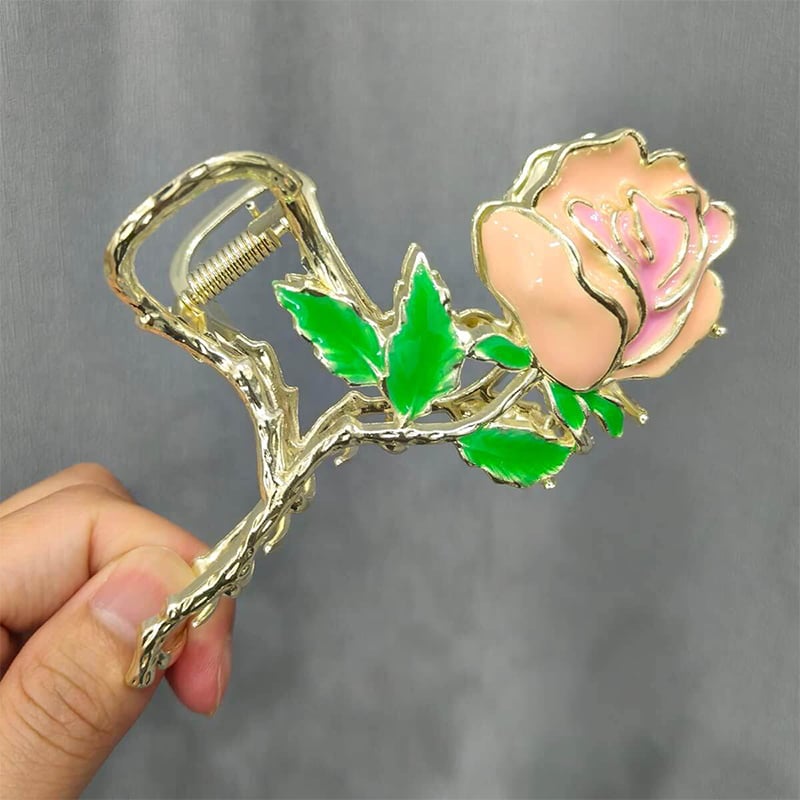 Picture of Women's Fresh and Sweet Elegant Rose Hair Grab Super Fairy Elegant All-match Hairpin Pastoral Style Golden Fashion Headwear-Rose Gold