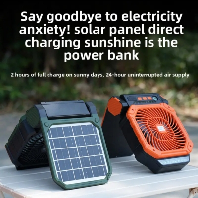 Picture of Solar Rechargeable Fan with built in Power Band and LED light| Model: X16Solar Rechargeable AC/DC Fan + Power Bank 7800mAh Battery | সোলার রিচার্জেবল মাল্টিফাংশন ফ্যান
