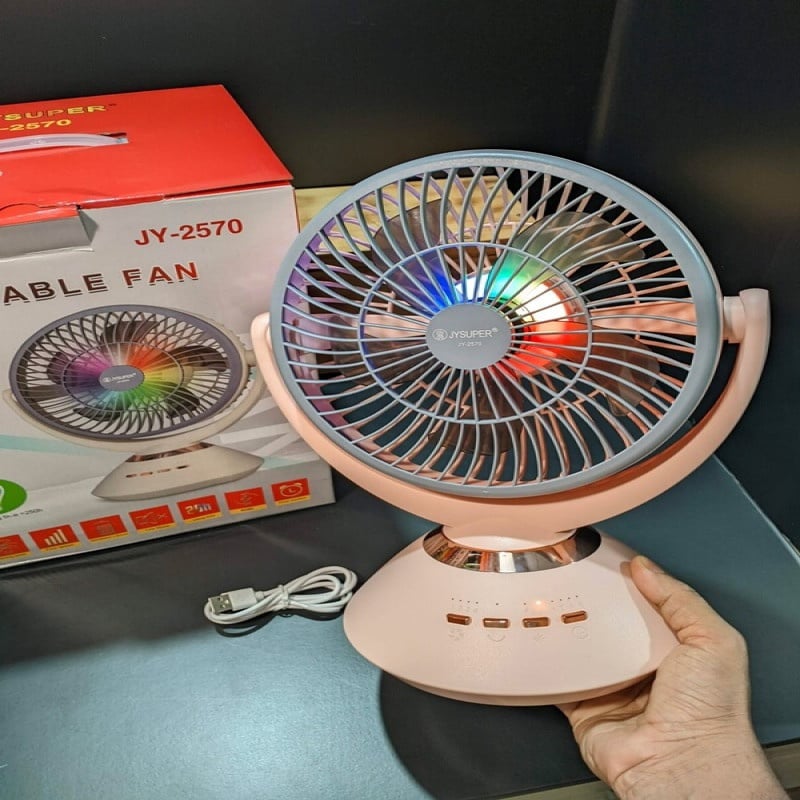 Picture of JYSUPER 2570 rechargeable High Speed fan with RGB light | শক্তিশালী বাতাস + লং ব্যাটারি ব্যাকআপ