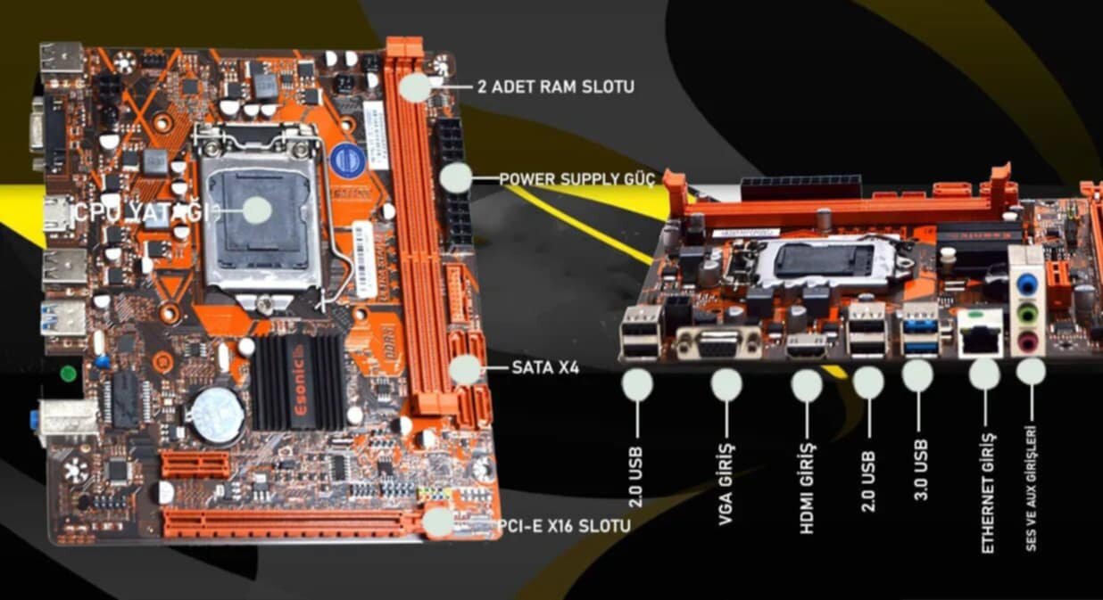 Picture of ESONIC  H61-FHL DDR3  (Intel Core  i3-i5,-I7 -  2nd & 3rd Generation  supported ) Desktop Computer Motherboard