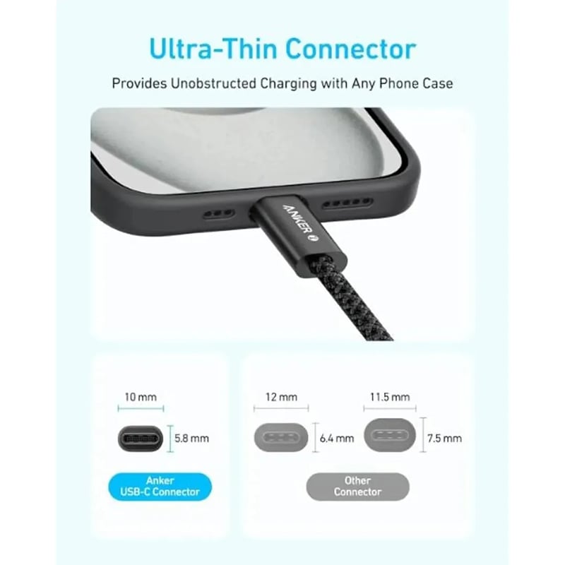 Picture of Anker Zolo 240W USB C to USB C Cable, Braided and Dirt-Free Type-C Fast Charging Cable