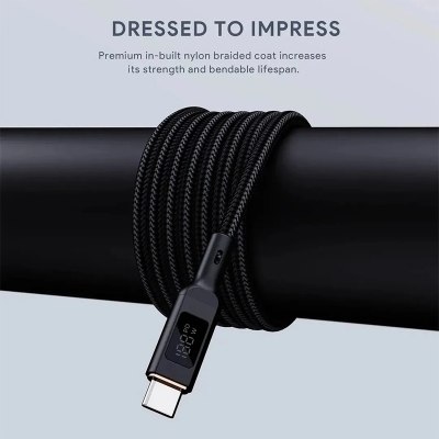 Picture of Aukey CB-MCC101 Circlet Blink 100W Nylon Braided USB C to C Cable with LCD Display