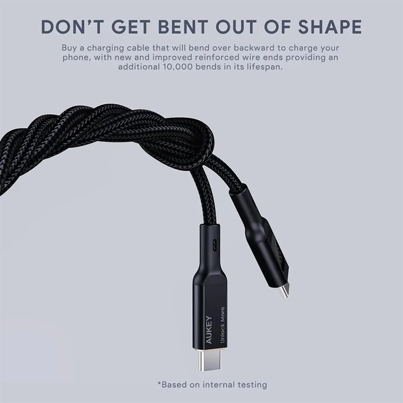 Picture of Aukey CB-MCC101 Circlet Blink 100W Nylon Braided USB C to C Cable with LCD Display