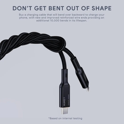 Picture of Aukey CB-MCC101 Circlet Blink 100W Nylon Braided USB C to C Cable with LCD Display