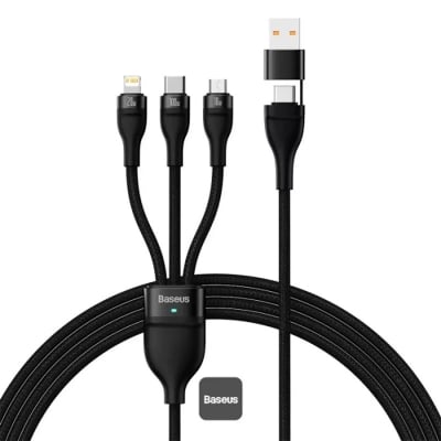 Picture of Baseus Flash Series II 100W Fast Charging Multi Cable 3 in 2 Cable | Type-C + USB-A To Type C + Lightning + Micro USB 1.2M
