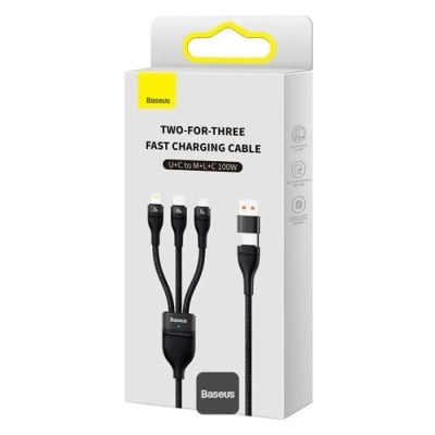 Picture of Baseus Flash Series II 100W Fast Charging Multi Cable 3 in 2 Cable | Type-C + USB-A To Type C + Lightning + Micro USB 1.2M