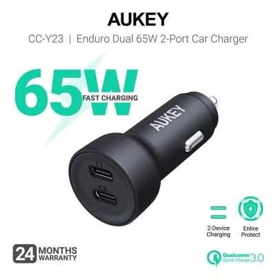 Picture of AUKEY CC-Y23 Enduro Dual 65W 2-Port Car Charger