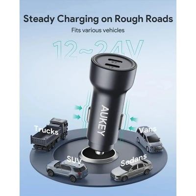 Picture of AUKEY CC-Y23 Enduro Dual 65W 2-Port Car Charger