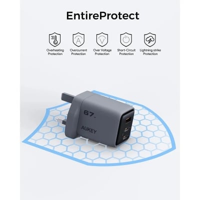Picture of AUKEY PA-C3 Comet Mix 3 67W PD 3-Port GaN Wall Charger with PPS