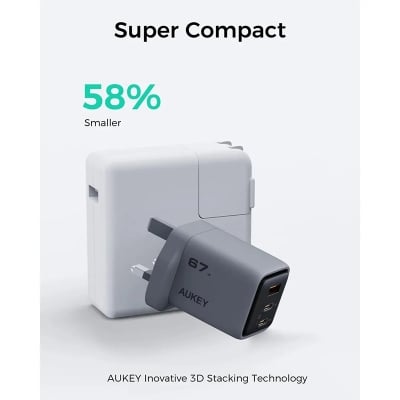 Picture of AUKEY PA-C3 Comet Mix 3 67W PD 3-Port GaN Wall Charger with PPS