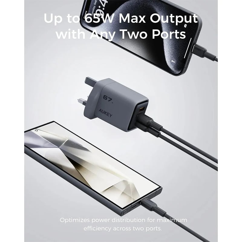 Picture of AUKEY PA-C3 Comet Mix 3 67W PD 3-Port GaN Wall Charger with PPS