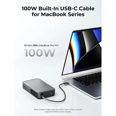 Picture of AUKEY Spark Sling 20000 Compact Fast Charging Power Bank with Built-in USB-C Cable