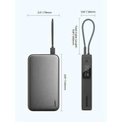 Picture of AUKEY Spark Sling 20000 Compact Fast Charging Power Bank with Built-in USB-C Cable