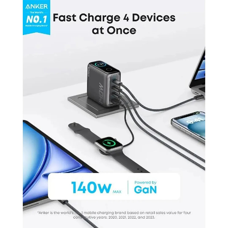 Picture of Anker Charger 140W, 4-Port, PD 3.1 with USB-C Cable-Global Official
