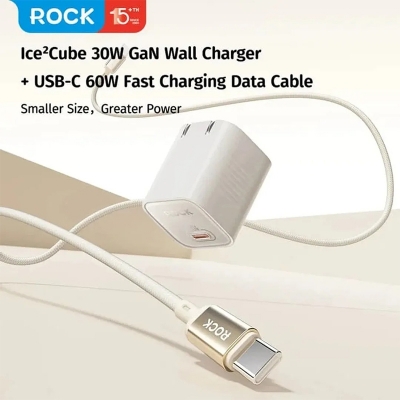 Picture of ROCK Ice²Cube 30W GaN Wall Charger USB-C 60W Bundle