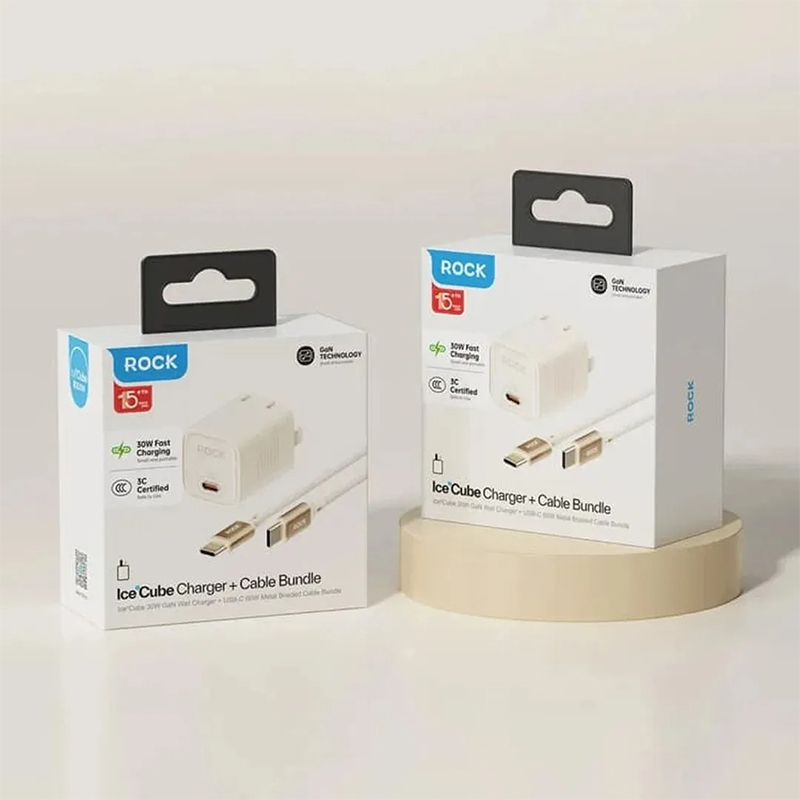 Picture of ROCK Ice²Cube 30W GaN Wall Charger USB-C 60W Bundle