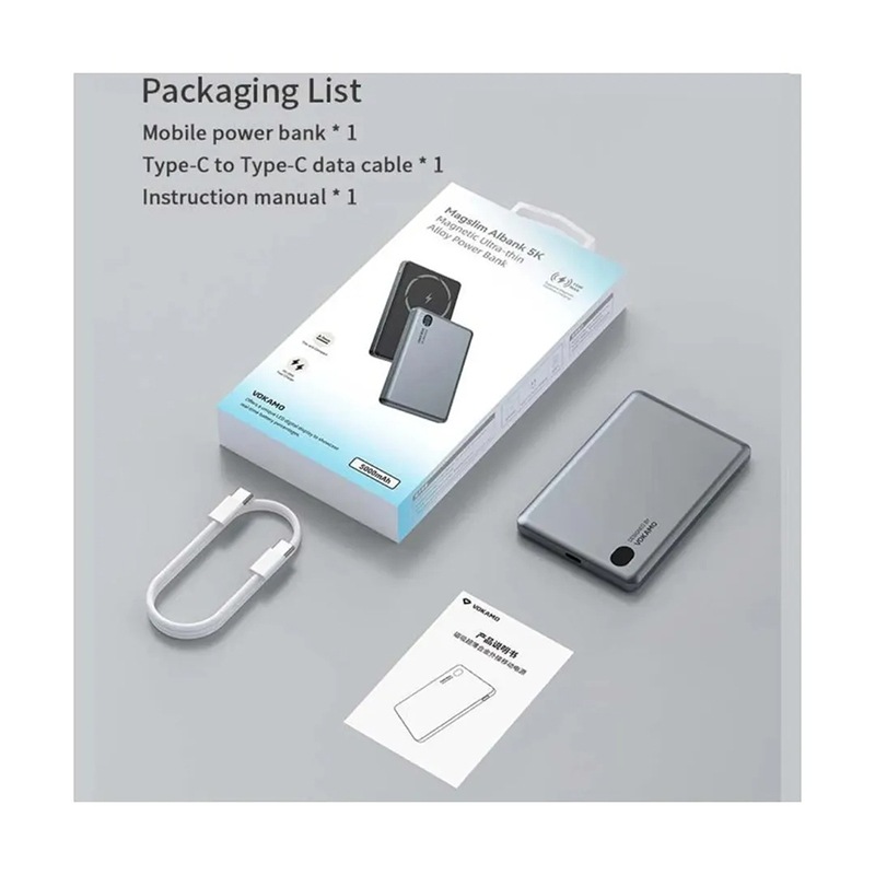 Picture of VOKAMO Ultra Slim Magnetic Power Bank 5000mAh Portable Travel Battery Bank