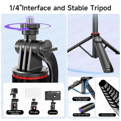 Picture of C22 AI Face Tracking Extended Selfie Stick Tripod Multi-Function Stabilizer