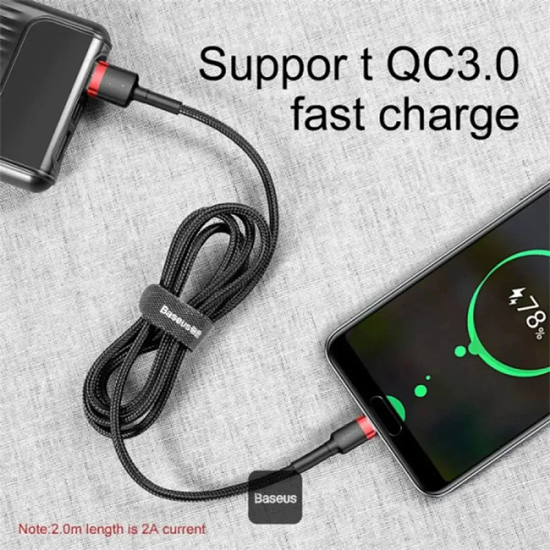 Picture of Baseus Cafule Series USB-A to Type-C Cable - 2A Fast Charging & 480Mbps High-Speed Data Transfer, Nylon Braided