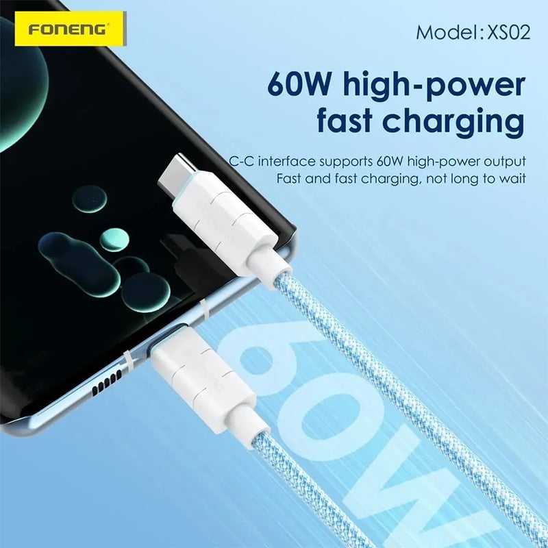 Picture of FONENG XS02 PD 27W Type-C to Lightning Braided Cable