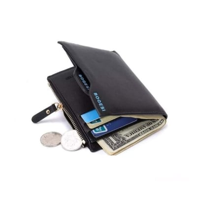 Picture of Bogesi Men PU Leather Brand Luxury Wallet Short Slim Male Purses Money Clip Credit Card Dollar Price LC-500 - Black