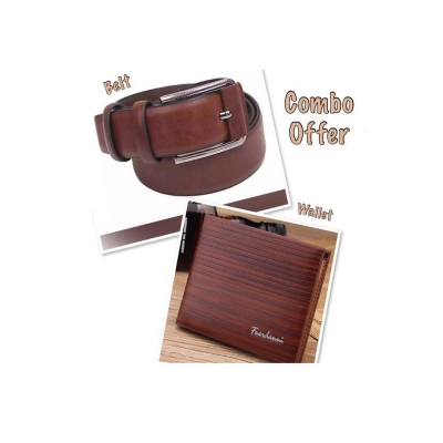 Picture of Chocolate colour High quality Artificial Leather belt and wallet combo for men LC-2007 - Brown