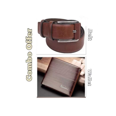 Picture of Chocolate colour High quality Artificial Leather belt and wallet combo for men LC-2006 - Brown