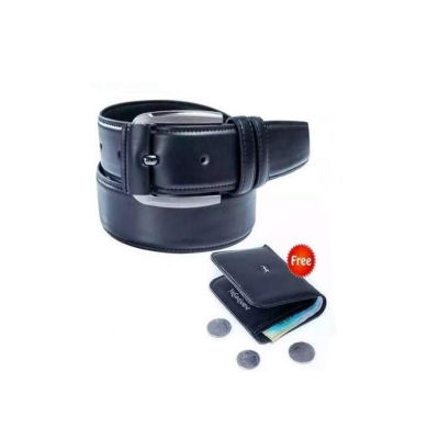 Picture of Black Artificial Leather belt and wallet combo for men - Black