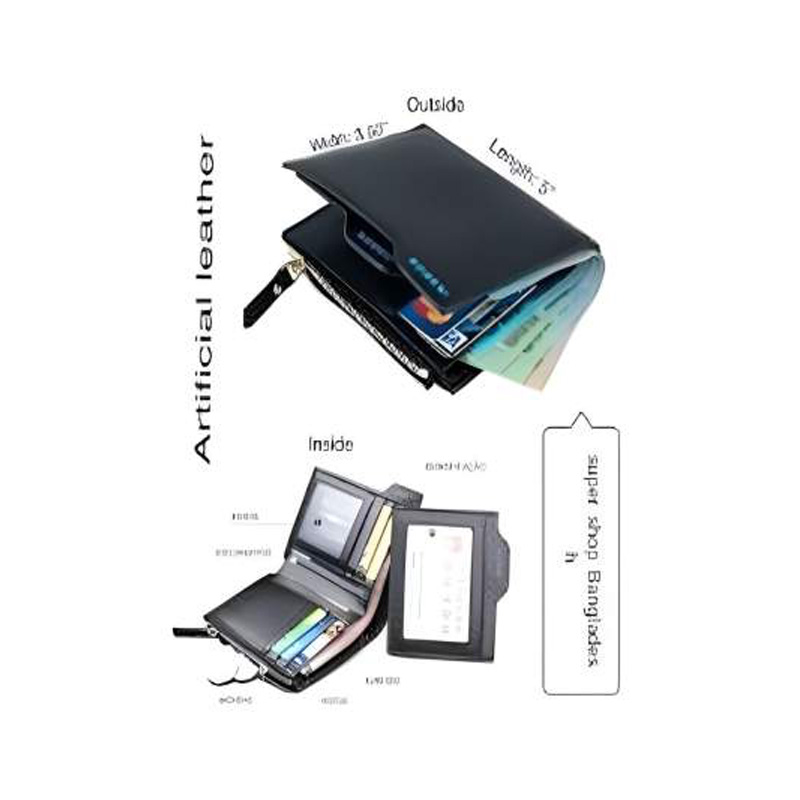 Picture of Bogesi Black Artificial leather wallet for men - Black