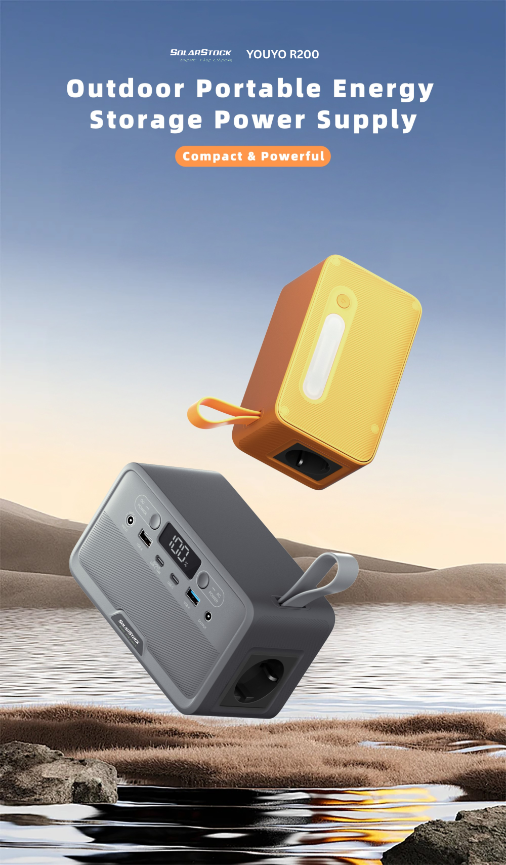 Picture of YOUYO R200 200W Portable Power Station 192Wh LiFePO₄ Battery with Solar Support Light Weight