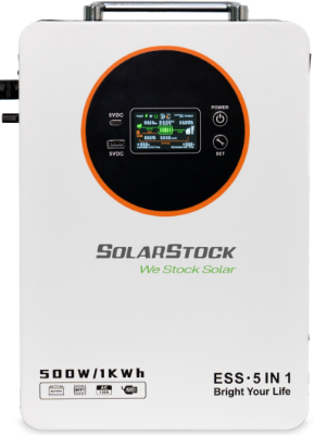 Picture of Solarstock SS-LPS500B 500W/1000Wh Pure Sine Wave Portable Lithium Energy Storage System with Solar System & LCD Display