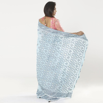 Picture of Sail Color Full Cotton Jamdani Saree For Women