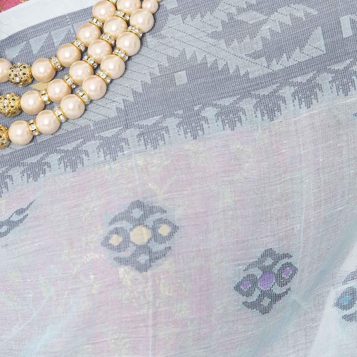 Picture of Sail Color Full Cotton Jamdani Saree For Women