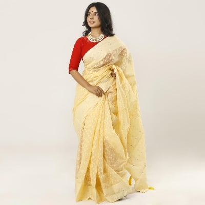 Picture of Portica Color Cotton Jamdani Saree For Women