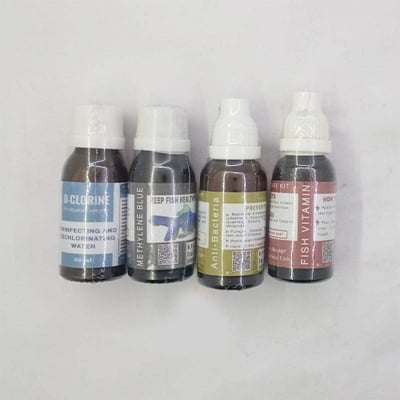 Picture of Water Treatment Kit for Aquarium fish  Aquarium Fish Medicine Combo Pack (4 pcs)-4 gm