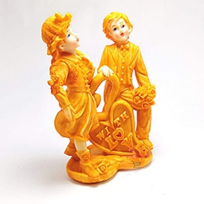 Picture of Love Couple Showpiece/Statue for Gift (Yellow)-Orange