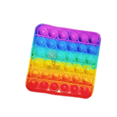 Picture of Squire Shape Popit Toy for Kids (Rainbow Color)-Multicolor