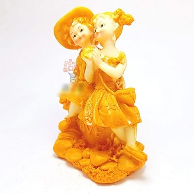 Picture of Love Couple Showpiece Statue for Gift (Yellow)-Multicolor