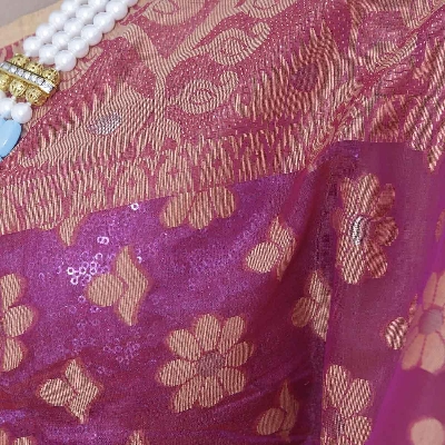 Picture of Black Rose Color Tissue Jamdani Saree For Women