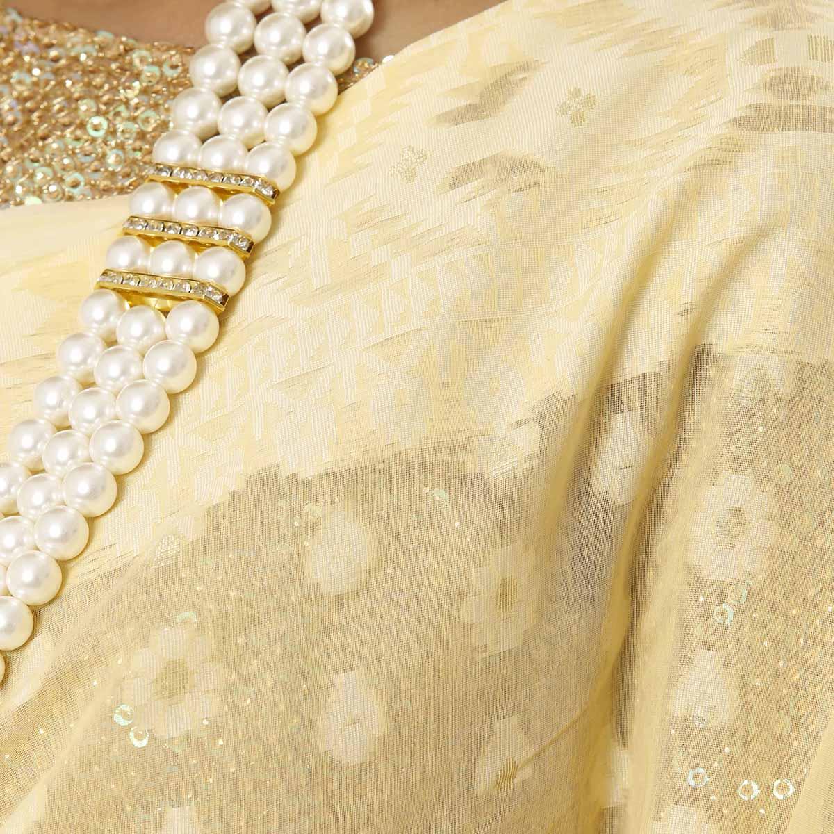 Picture of Yellow Green Color Cotton Jamdani Saree For Women