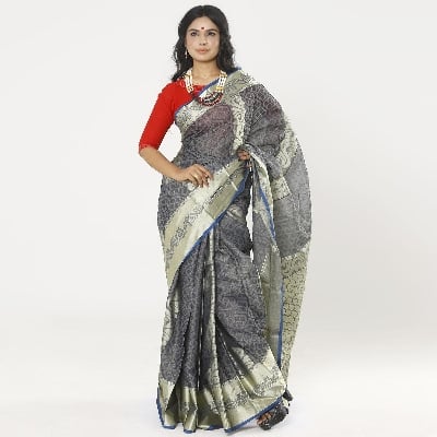 Picture of Royal Blue Color Shudan Silk Katan Saree